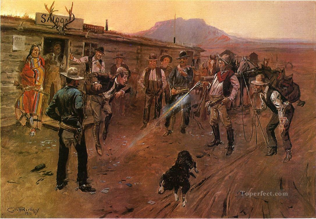 el pie tierno 1900 Charles Marion Russell Vaquero de Indiana Pintura al óleo